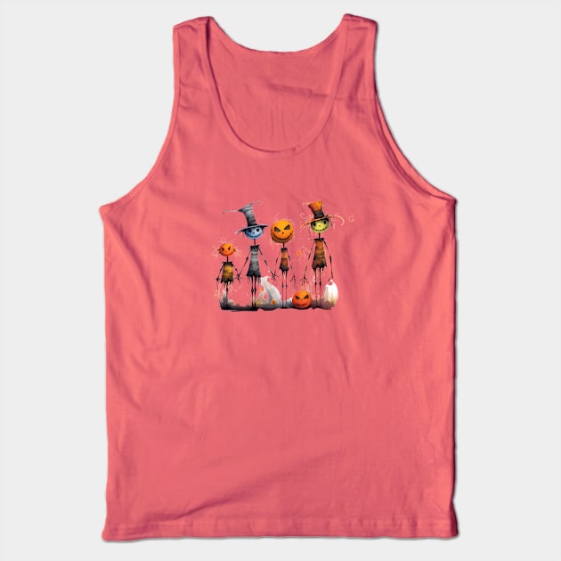 Spooky Halloween Scarecrow Family Tank Top by DivShot 